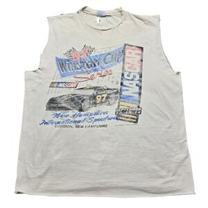 Vintage All Sport NASCAR Muscle Tee Mens XL White 1997 Winston Cup Series
